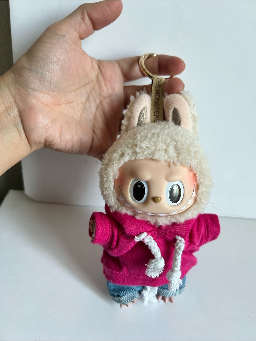 The Monsters Labubu Plush Keychain – Pink Hoodie & Sheep Costume